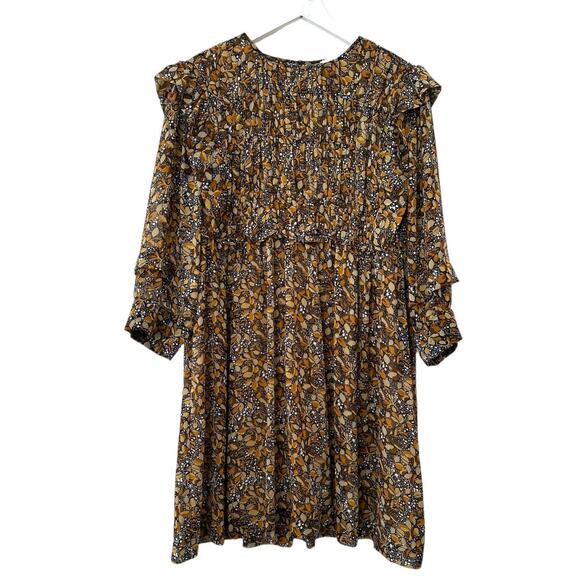 Ba&sh Sandra Floral Print Mini Dress Brown Multicolor Size 2 - Picture 1 of 13